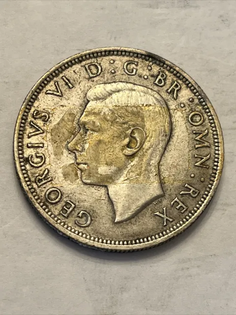 1941 Great Britain George Vi .500 Silver Half Crown Coin