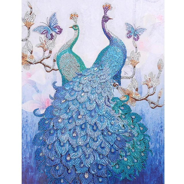 5D DIY Special Shaped Diamond Painting Peacock Cross Stitch Embroidery Kit Craft