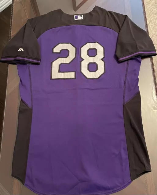 Rare Game Worn/Issued Nolan Arenado #28 Colorado Rockies Spring/BP Jersey 46