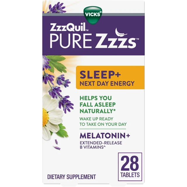 ZzzQuil Pure Zzzs Sleep + Next Day Energy 28 tabletas cada 10/2023