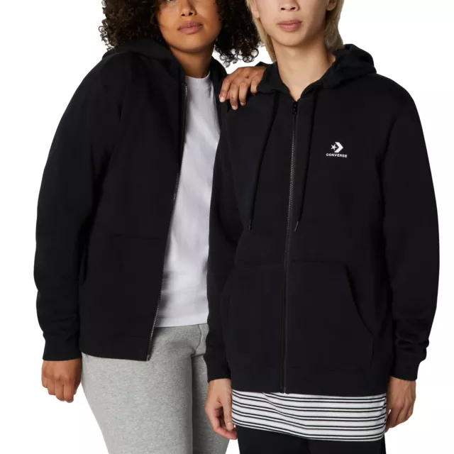 Converse Felpa con Cappuccio e Zip Go-To Embroidered Star Chevron Nero Taglia...