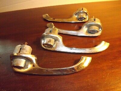 Lot 4 Vintage Outside/Exterior Vehicle Door Handles w/Push Button Knobs Chev
