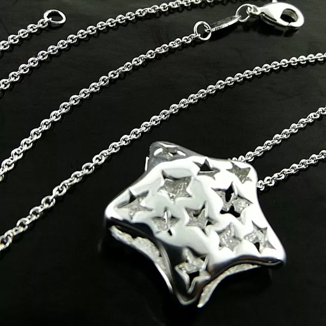 Necklace Chain Genuine Real 925 Sterling Silver Filled Ladies Star Pendant Style