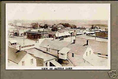 Battle Lake Minnesota c1920 RPPC Birdseye View Town MN
