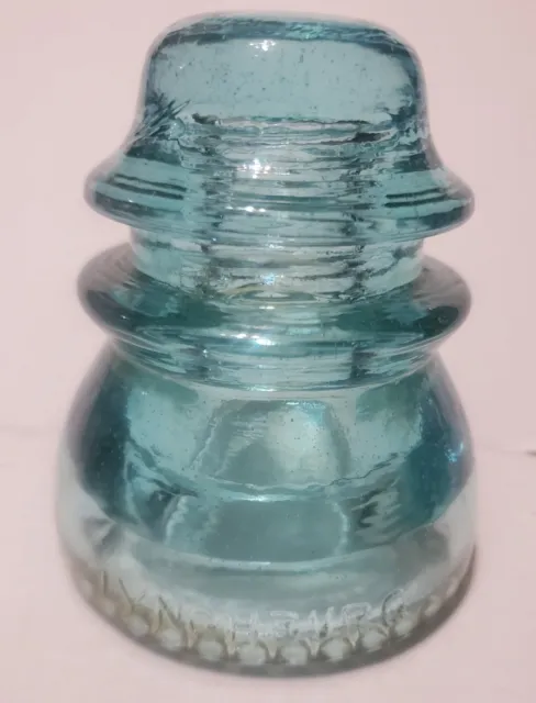 Vintage Lynchburg No. 44 Fizzy Light Blue Aqua Glass Pole Insulator CD 154