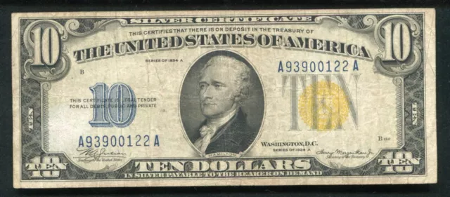 Fr. 2309 1934-A $10 Ten Dollars “North Africa” Silver Certificate Very Fine (B)