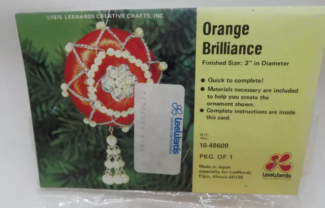 1976 Lee Wards Orange Brilliance Sequin Bead Christmas Ornament Kit SEALED 3