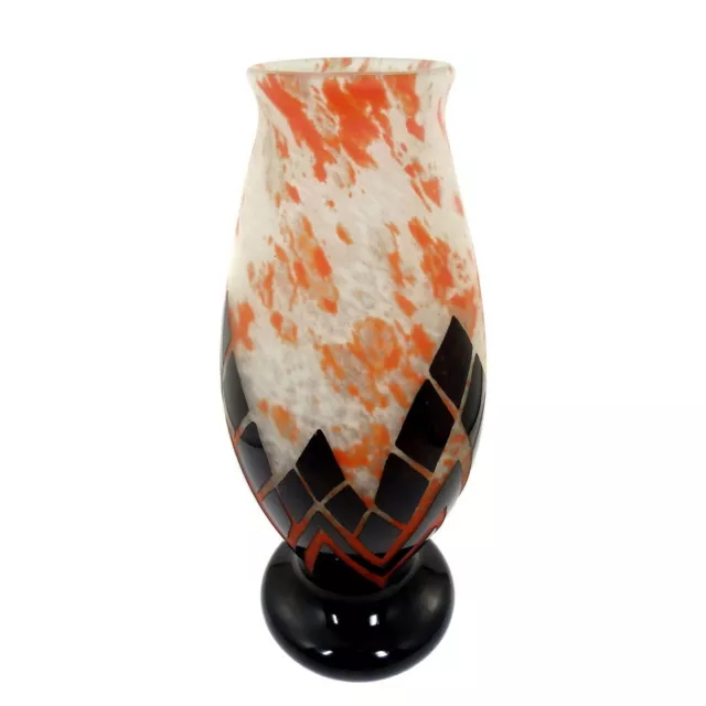 Große Vase mit bunten Farbkröseln und geätztem Dekor, signiert Degue um 1930 3