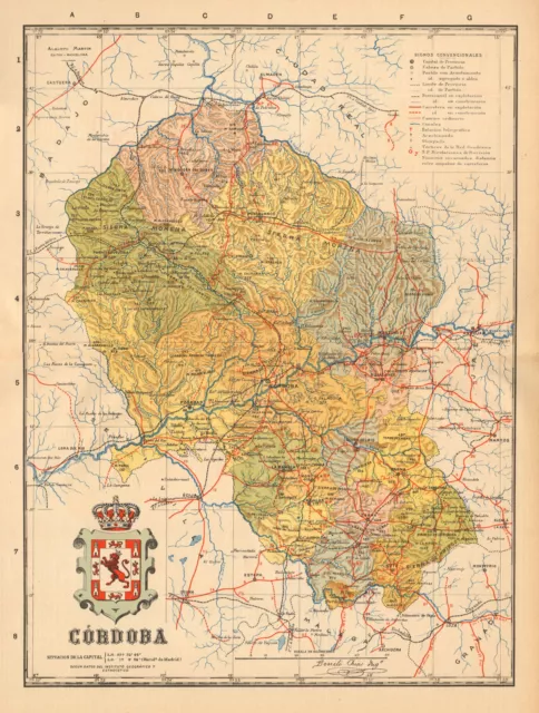 C�RDOBA. Cordoba. Andalucia. Mapa antiguo de la provincia. ALBERTO MARTIN c1911