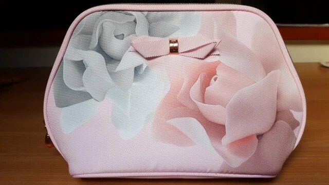 TED BAKER Pink Grey Floral Make up cosmetic wash bag 6.50