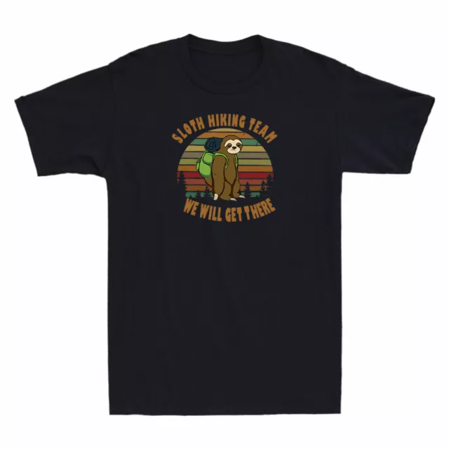 Sloth Hiking Team We Will Get There Men's T-Shirt Funny Vintage Short Sleeve Tee