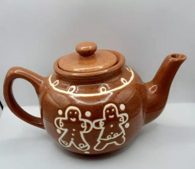 Vintage Cook's Bazaar Gourmet Collection Gingerbread Men Glazed Ceramic Teapot