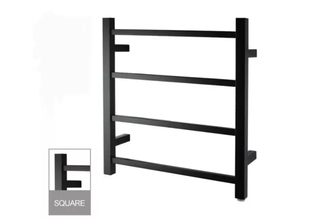 Matte Black 4 Bars Square Electric Heated Towel Rack