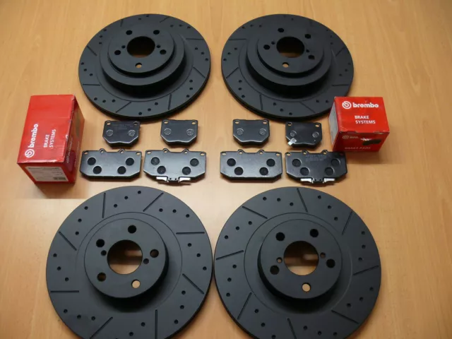 Disques de frein avant arrière noirs MTEC et plaquettes Brembo Mitsubishi Lancer EVO 5 6 7 8 9 avant