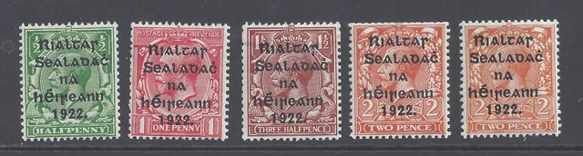 IRELAND 1922 HARRISON OVERPRINT SET OF 5 MINT HEAVILY HINGED  SG 26/29a