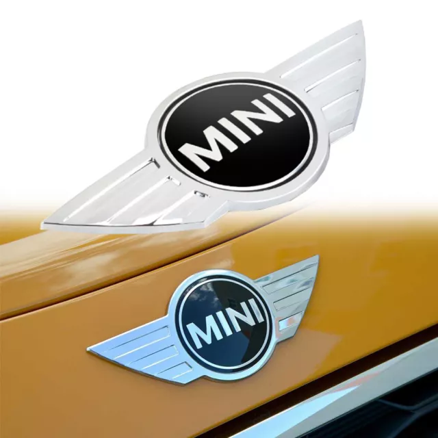 2×Für Mini Cooper Aufkleber Emblem Vorne+Hinten Kapuze Heckklappe Schwarz NEU DE