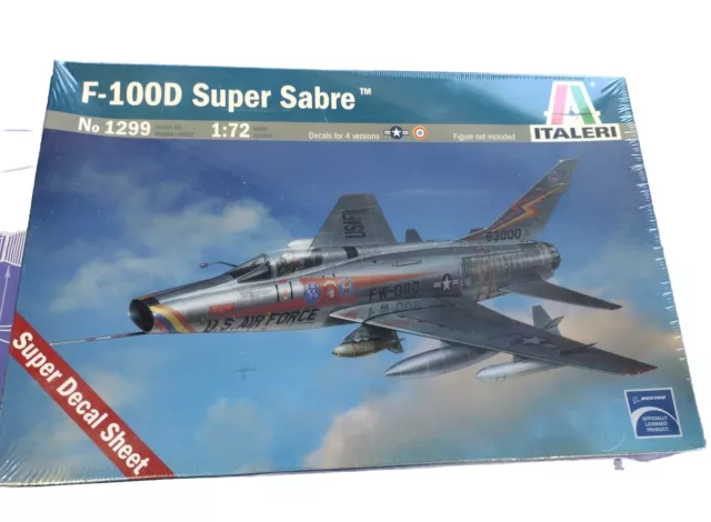 F-100 D Super Sabre 1:72 Italeri 1299 NIB Sealed  Model Kit Licensed by Boeing