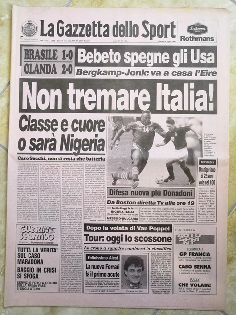 La Gazzetta Dello Sport N°163 Du 12 Juillet 1999 - Tous Avec Schumi !