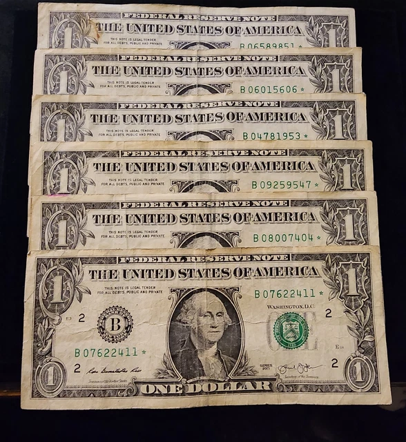 (6×) $1 2013 B Duplicate Starnotes / 3×Washington 3×Fort Worth Prints!