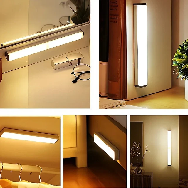 STRIP LIGHT LED PIR Motion Sensor Wireless USB Rechargeable Cabinet ...