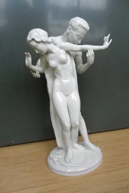 Große,seltene Figur Hutschenreuther Selb Kunst 36cm "Nacktes Paar" Frau mit Mann