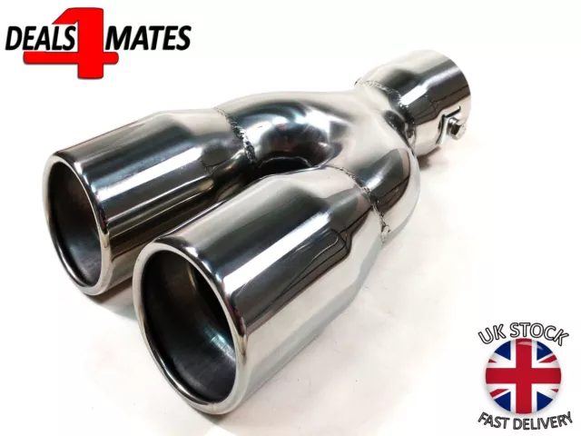 Universal Twin Double Sport Chrome Exhaust Pipe Trim Tip Tail Stainless Steel