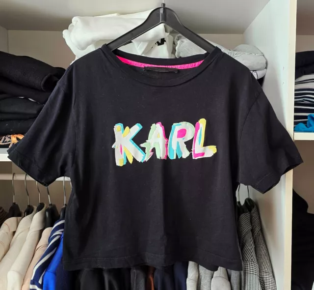 Karl Lagerfeld cropped T-Shirt Gr. S schwarz