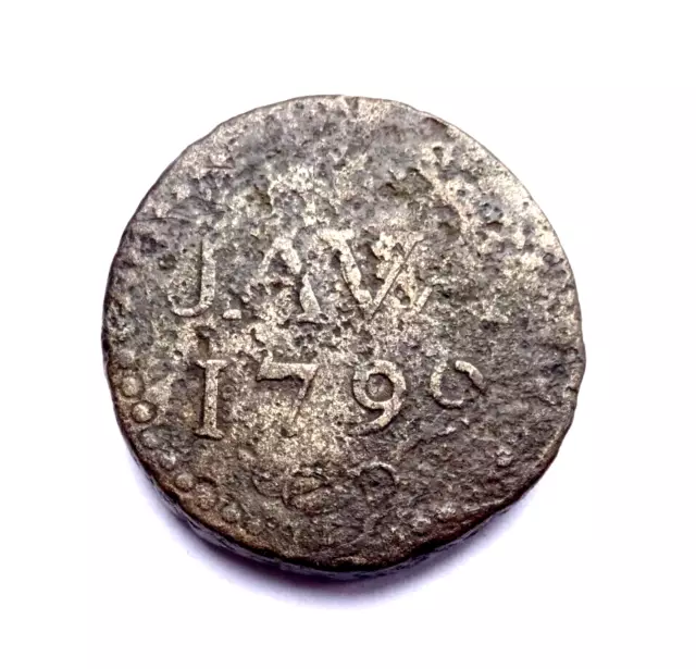 Netherlands East Indies Batavian Rep Java  1799 1 Stuiver 2/3 Gun Metal