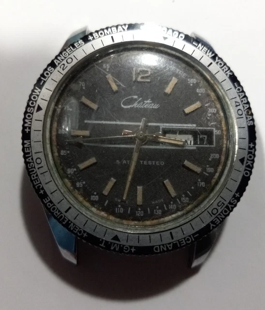 VINTAGE CHATEAU DIVE watch Manual winding Day/Date Diving / missing