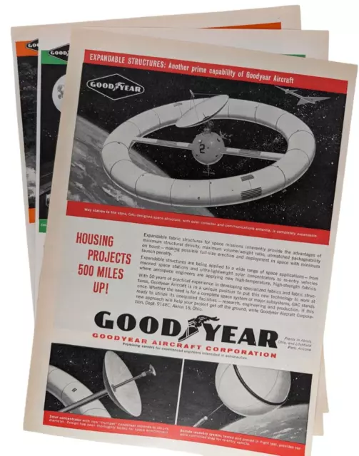 Goodyear Aircraft Radar Weapons Set of 3 Frameable 1961 Business Week Ads ~8x11"