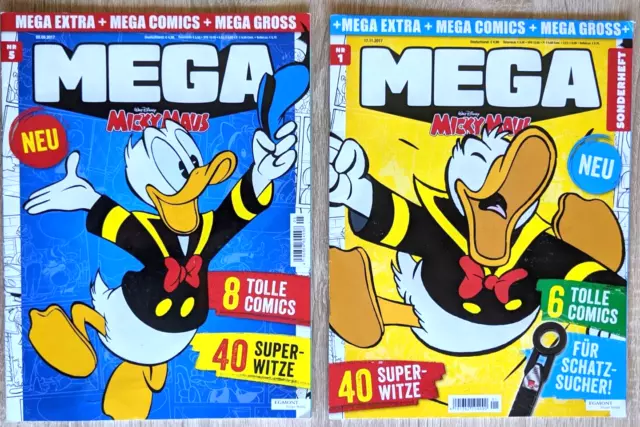 WALT DISNEY 2 Ausgaben Mega Micky Maus Magazin Nr. 1 und Nr. 5 2017 Z 2 C1442