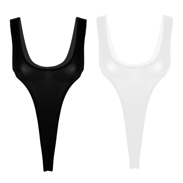 AIEOE Herren Glossy Bodysuit Ärmellos - Transparenter Einteiler Mit String