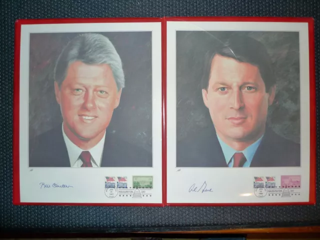 1993 Clinton - Gore Inaugural Portfolio   portraits vint. stamps lim ed. of 5000