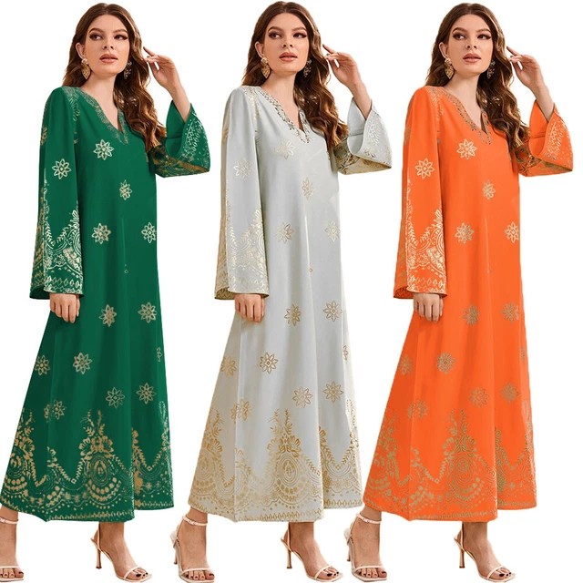 Moroccan Women Muslim Abaya Ethnic Summer Long Maxi Dress Dubai Evening Party