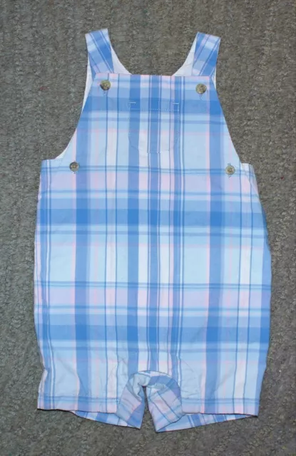 Janie and Jack Baby Boys Plaid Sleeveless Shortall Romper -Size 6-12 Months- EUC