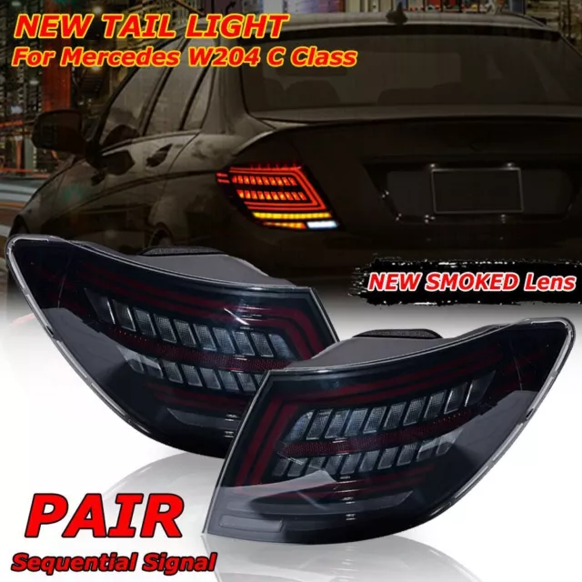 Smoke Lens LED Tail Light Lamp For 2007-2014 Mercedes W204 C-Class C250 C300 C63