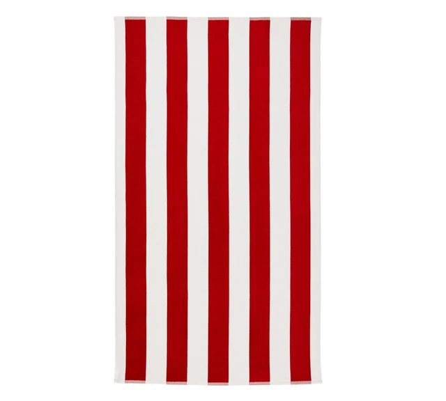 Pottery Barn Classic Awning Striped Beach Towel Color Red SIze 40" x 72"