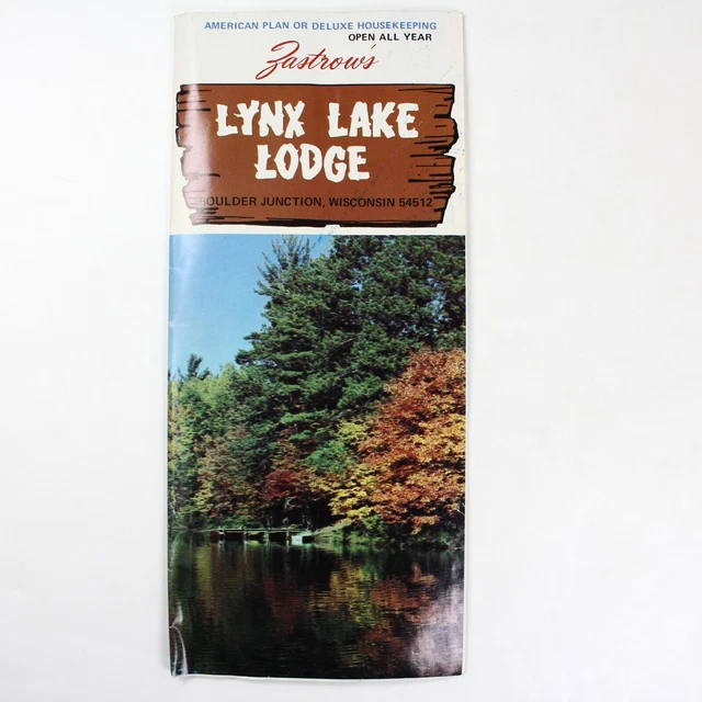 ZASTROW'S LYNX LAKE Lodge Brochure. Boulder Junction, Wisconsin 15.00