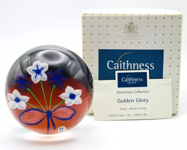 Rare Caithness Whitefriars Golden Glory Glass Paperweight L/E 24/50 Boxed