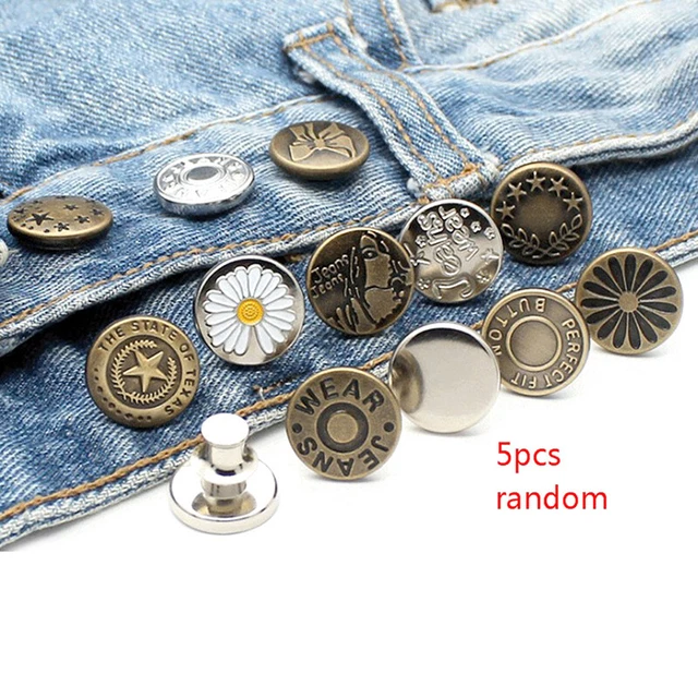 5pcs Sewing Pins Buttons Adjustable Disassembly Jeans Waist Button Extended #km
