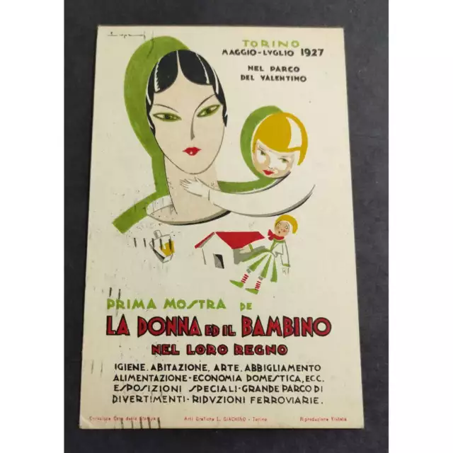 Cartolina Prima Mostra de la Donna ed il Bambino Torino 1927  Parco del Valentin