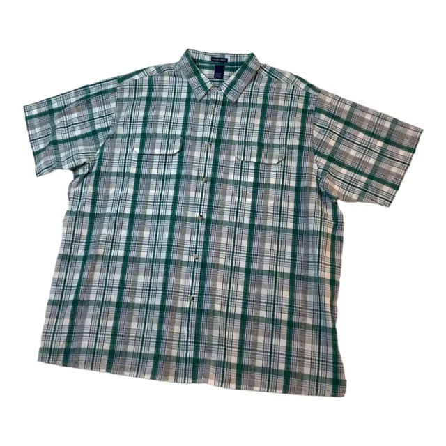 Falls Creek Green 100% Cotton Short Sleeve Plaid Button Mens Shirt Size 3XL