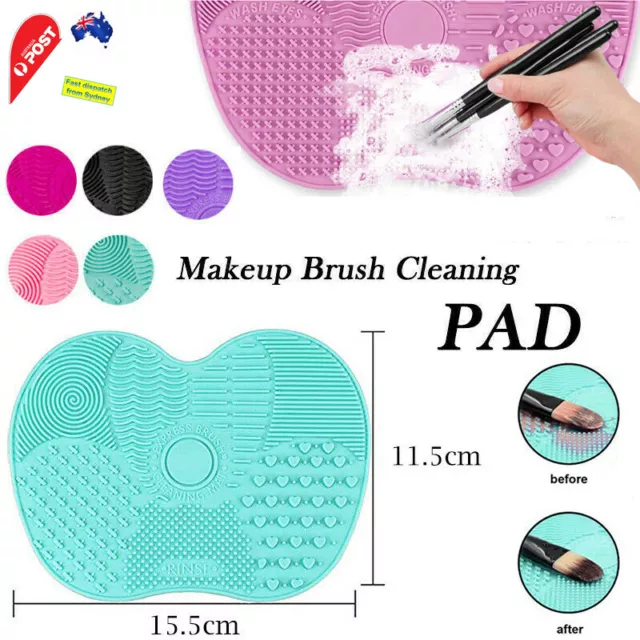 Makeup Cosmetic Silicone Brush Cleaner Washing Pad Mat Scrubber Board AU