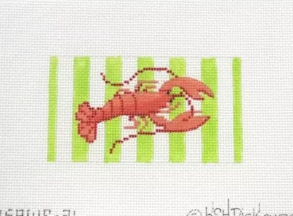 Kate Dickerson Rect 2X4 Lobster Insert Ornament Handpainted Needlepoint Canvas