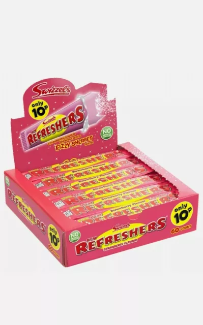 Swizzels Strawberry Refreshers Chew Bars Full Box Of 60