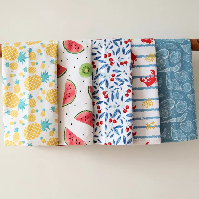 2-Pack Waffle Weave Print Cotton Kitchen Dishcloths Tea Towel Dinning Bar Towels