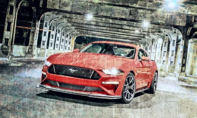 Leinwand Bild Xxl Pop Art Ford Mustang Gt Auto Abstrakt Graffiti