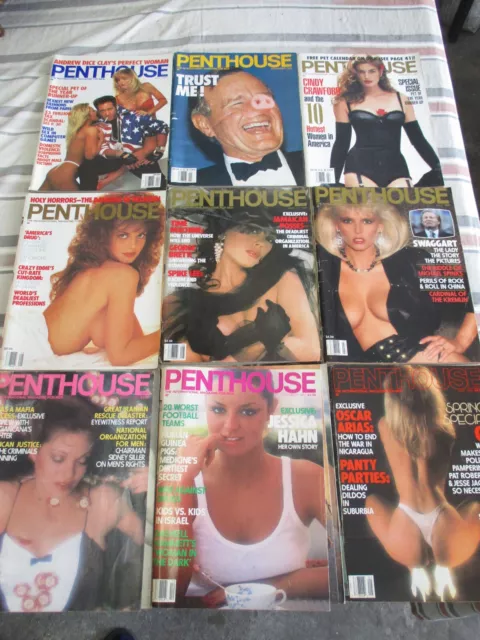 Lot of 9 Vintage Penthouse Magazines 1984-1993