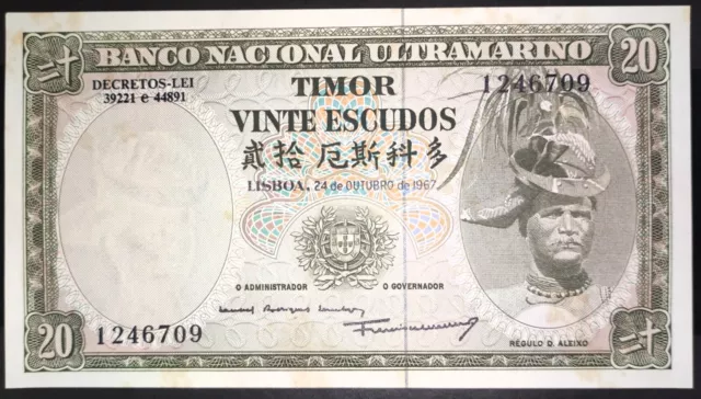 Timor 20 escudos 1967 AUNC