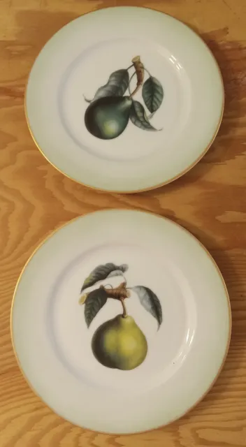 Williams Sonoma "WSO35" Pear Pattern Pair of 8.25" Salad / Nibbles Plates Japan